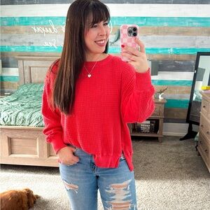 American Eagle Waffle Knit Oversized Sweater Small